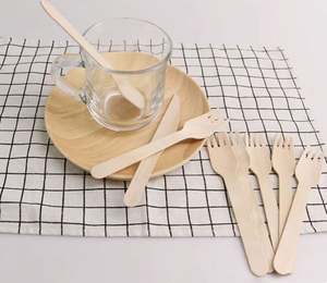 100% Cuchara de madera natural Desechable Grado alimenticio Premium Bambú Tenedores Cucharas Cuchillos - Product Image 4