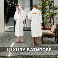 Albornoz Unisex de Lujo de Algodón de Rizo, Elegante para Primavera, Verano y Otoño, Térmico para Invierno, Largo hasta el Tobillo, con Capucha y Cordón Ajustable Personalizable