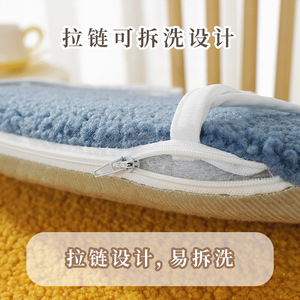 Cojín de lana de cordero para silla, almohadilla térmica cuadrada para asiento de oficina, cálida para el invierno, color sólido, soporte cómodo para sentarse - Product Image 5