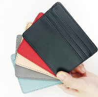 Paling Populer Logo kustom lembut sapi Pebble PU kulit dompet kartu kredit pria wanita ramping saku tempat kartu Id
