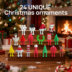 Set di Calendario dell'Avvento Natalizio Stampato in 3D, Figurine Mini Articolate, Ornamenti Appesi, Regalo per le Festività - Product Image 4