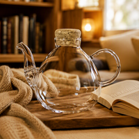 Théière en verre borosilicate de 550 ml avec couvercle en liège naturel, bouilloire à thé transparente résistante à la chaleur, infuseur à café et thé minimaliste