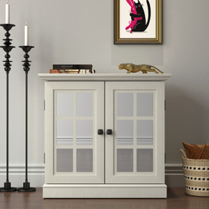 <b>Storage</b> Sideboard Cabinet With 2 Acrylic Mirrored Doors Adjustable Shelf <b>For</b> Dining Living <b>Kitchen</b> - Product Image 2