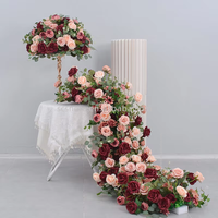 Moderne Realistische Handgefertigte Seiden-Kunstblumen Tischläufer 200x50cm für Hochzeit, Schulanfang, Weihnachten, Chinesisches Neujahr