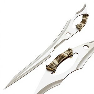Cuchillo Bowie de Acero D2 Hecho a Mano, Empuñadura Ergonómica de Cuerno de Ciervo, Cuchillo de Caza Profesional Personalizado para Acampar, Funda de Cuero, Regalo Ideal - Product Image 1