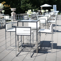 Table de bar rectangulaire NIKA au design moderne avec plateau en verre et structure en métal doré pour la maison, les fêtes, les événements et les mariages