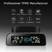 CARQSENG Système de surveillance de la pression des pneus de voiture TPMS numérique sans fil avec capteur externe TPMS à énergie solaire