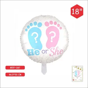 MTF Manufacturing 18 Inches Round Shape Boys And Girls Baby Feet Pattern Kids Mylar Balloons For Birthday Party Decoration