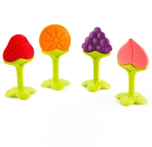 Anneau <span class=keywords><strong>de</strong></span> <span class=keywords><strong>dentition</strong></span> d'angle en silicone souple pour bébé, sans BPA, motif fruits amusants, certifié CE, étanche et facile à nettoyer - Product Image 1