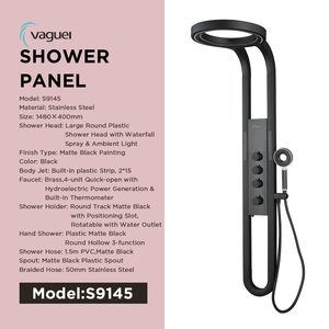 <span class=keywords><strong>Colonne</strong></span> <span class=keywords><strong>de</strong></span> douche murale noire en plastique, grande, ronde, anti-corrosion et résistante à la rouille, pour <span class=keywords><strong>salle</strong></span> <span class=keywords><strong>de</strong></span> <span class=keywords><strong>bain</strong></span> - Product Image 3