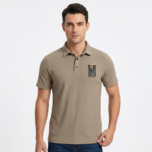 Chemise côtelée personnalisée pour homme avec poche et logo frontal, manches courtes, col classique, haut décontracté, uniforme, imprimé numérique, polyester/coton - Product Image 2
