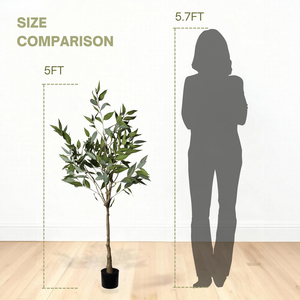 Artificial Eucalyptus <b>Tree</b> 5FT Black Pot Realistic Indoor Plant for Home Office Decoration - Product Image 4