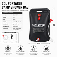 Sac de Douche Pliant Carré en PVC Grande Capacité pour Extérieur, Sac de Rangement d'Eau Portable pour Pique-nique et Tente, Sac de Douche d'Extérieur Assorti