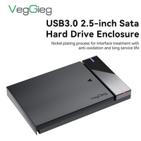 VegGieg Case per HDD 2.5 SATA a USB 3.0, Adattatore per Disco Rigido, Box per SSD, Case Tipo C 3.1, Enclosure Esterno per HDD