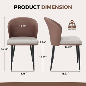 Modern Ergonomic Lightweight Eco-Friendly PU Leather Upholstered Waterproof Stable Dining Chair Curved Backrest Metal Legs Hotel - Product Image 6