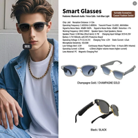 Lunettes de soleil audio 2-en-1 à oreille ouverte, lunettes de sport intelligentes avec verres anti-lumière bleue et anti-UV, étanches IPX4 pour la conduite et les appels