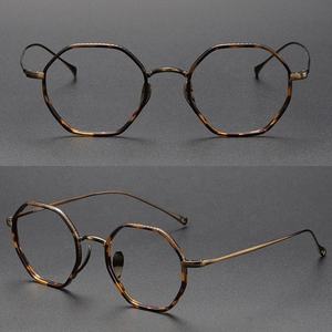 デザイナー六角形眼鏡フルリムチタン光学フレームグレーシルバーファッション眼鏡ソリッドパターン軽量 - Product Image 5