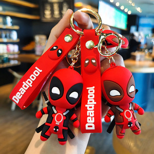 Porte-clés en silicone 3D Deadpool personnalisé de haute qualité, silhouette en caoutchouc souple PVC avec mousqueton en fer PU - Product Image 4