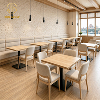 Table carrée durable Ron Group Modern Furniture avec chaise en tissu et structure en bois, stand commercial personnalisé pour restaurant