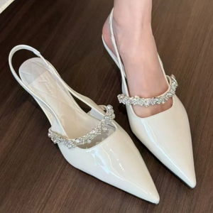 2025 nuevas sandalias puntiagudas sexis de diseñador de marca de verano cómodas Sandalias de tacón medio sin cordones para mujer tacones altos de oficina ligeros - Product Image 2