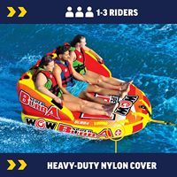 Bateau gonflable remorquable pour 3 personnes avec poignées pour le ski nautique sur lac, océan et sports nautiques