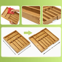Organiseur de tiroir de cuisine multifonctionnel extensible en bambou de haute qualité pour usage domestique, noir