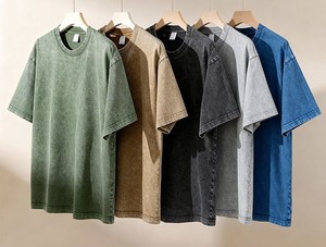 T-shirt 100% Cotone Lavato Stile Streetwear Vintage Oversize con Spalle Cadenti Personalizzabile Stampa di Alta Qualità Pesante da Uomo - Product Image 6