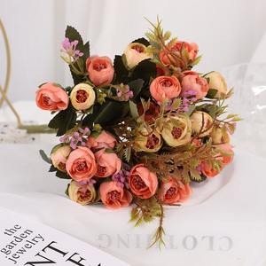 Yumfeel — <span class=keywords><strong>bouquet</strong></span> <span class=keywords><strong>de</strong></span> roses en soie, 5 fourchettes, <span class=keywords><strong>fleurs</strong></span> pour décoration intérieure, bon marché - Product Image 5