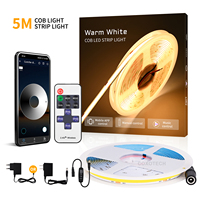 Kits de Bandes LED COB Intelligentes avec Télécommande via Application Tuya, 5m, RGB, RGBIC, Adressables, Contrôle Numérique de la Couleur CCT
