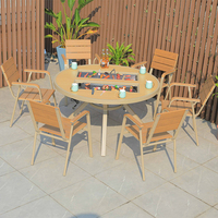 Ensemble de salle à manger extérieur moderne en aluminium durable, 6 places, pour parc, hôtel, salle de sport, confortable, empilable, portable