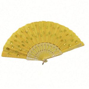 Éventail pliant en plastique, broderie espagnole, sequins, pour décoration - Product Image 1