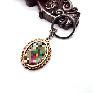Llavero Retro Ovalado con Colgante de Guadalupe, Impresión Digital en Bronce, Material de Madera, Regalo para Navidad o San Valentín - Product Image 2