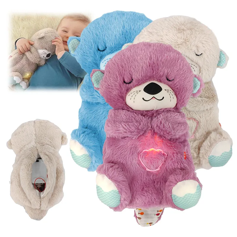 Agnellino che respira la musica del sonno del bambino placare peluche soffice Schlummer orso 30cm giocattolo lontra per neonati