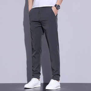Pantalones de Verano Ligeros y Formales para Hombre, con Alta Elasticidad, Corte Recto Regular, Transpirables, Antiarrugas, con Logotipo Personalizado - Product Image 4