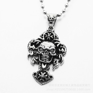 Yunnique-collar con colgante de calavera de acero inoxidable para hombre, diseño de esqueleto de estilo gótico, joyería de moda de Color blanco - Product Image 5
