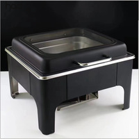 Réchaud à buffet en acier inoxydable de luxe doré 201, 9 litres, matériel de restauration pour les fêtes, les banquets, les buffets de nourriture chaude