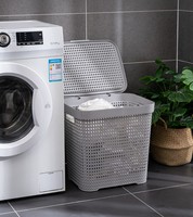 Panier de rangement pliable et empilable en plastique PP pour salle de bain, grande capacité, durable, moderne, 60L, pour vêtements et outils