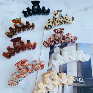 Pince à cheveux en forme de <span class=keywords><strong>M</strong></span> de haute qualité, style griffe de requin, géométrie simple, en acétate d'ambre incurvé, accessoires capillaires en acide acétique creux - Product Image 1