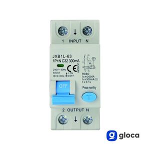 Interruptor Automático Miniatura Gloca Rcbo 1P+N 32A 300mA 220V Curva C 6KA Clase A - Product Image 3