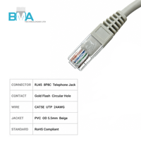 Câble réseau OEM CAT5E UTP 24AWG 4 paires RJ45 8P8C avec embout moulé, cordon de raccordement 5M beige pour routeur, commutateur, PC, LAN