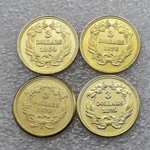 1854,1870,1875,1876 Koin Peringatan "Kepala Putri India" 3 Dolar Amerika Serikat, Hadiah, Dekorasi Rumah - Product Image 2