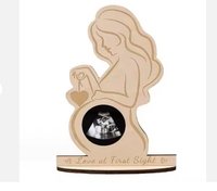 Cadre photo en bois fait main moderne et créatif pour échographie - Cadeau de fête prénatale pour maman enceinte
