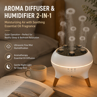 Diffuseur d'huiles essentielles en forme de méduse avec lumières dynamiques colorées, humidificateur d'aromathérapie à effet flamme et finition bois