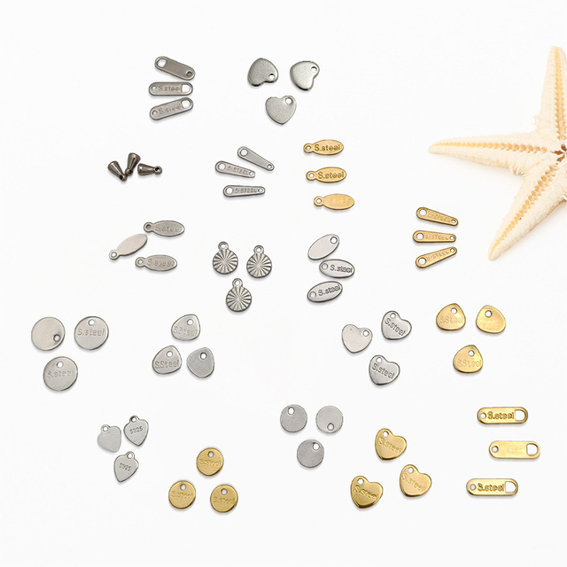 Stainless Steel Chain End Tabs Teardrop Connectors Jewelry Making Pendant Findings Gold Plated Wholesale Tail Charms Accessories