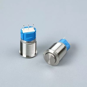 IP65 không thấm nước 16mm kim loại đẩy nút chuyển chốt 3pins <span class=keywords><strong>on</strong></span>/<span class=keywords><strong>off</strong></span> Vòng phẳng hình dạng đầu 6A max. Hiện tại không có LED - Product Image 2