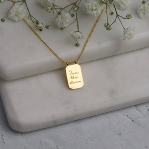 Collier personnalisé <span class=keywords><strong>Mantra</strong></span> pendentif gravé étiquette Octangle collier inspiré JE SUIS LA TEMPÊTE - Product Image 4