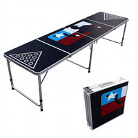Table de beer pong personnalisée imprimée, pliable, en alliage d'aluminium, portable, légère, pour fêtes en plein air, table de pique-nique pliable