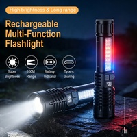 Lampes de poche à focalisation réglable avec écran LCD numérique, puissantes lampes de poche LED rechargeables à zoom pour les urgences domestiques