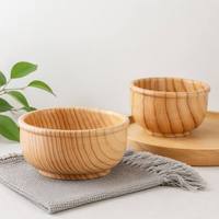 Bol à salade en bois de sapin de Chine, sculpté à la main, en bois naturel, pour salade, fruits, collations, pour la cuisine, la table à manger, la décoration de la maison