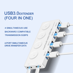 Hub USB3.0 portable le plus récent <span class=keywords><strong>à</strong></span> 4 ports, <span class=keywords><strong>super</strong></span> vitesse 5 Gbps, micro USB 3.0, séparateur avec adaptateur d'alimentation externe, accessoire PC parfait - Product Image 3